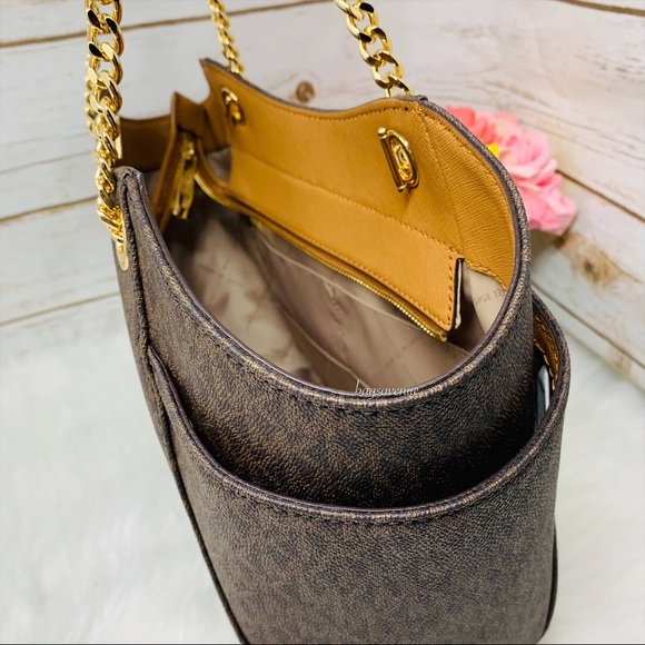 Large chain shoulder tote Michael Kors bag brown - Picture 3 of 8